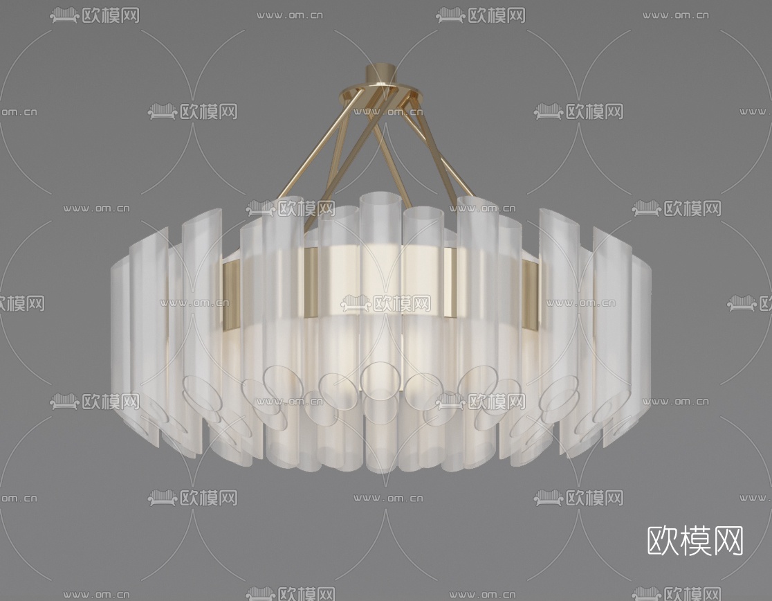 现代轻奢水晶吊灯3d模型下载（渲染图2）