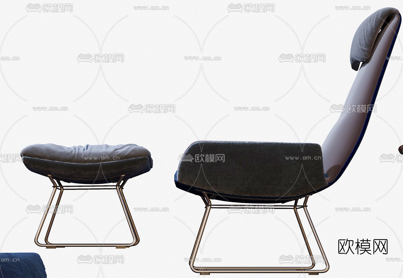 现代高背休闲椅躺椅3d模型下载（渲染图2）