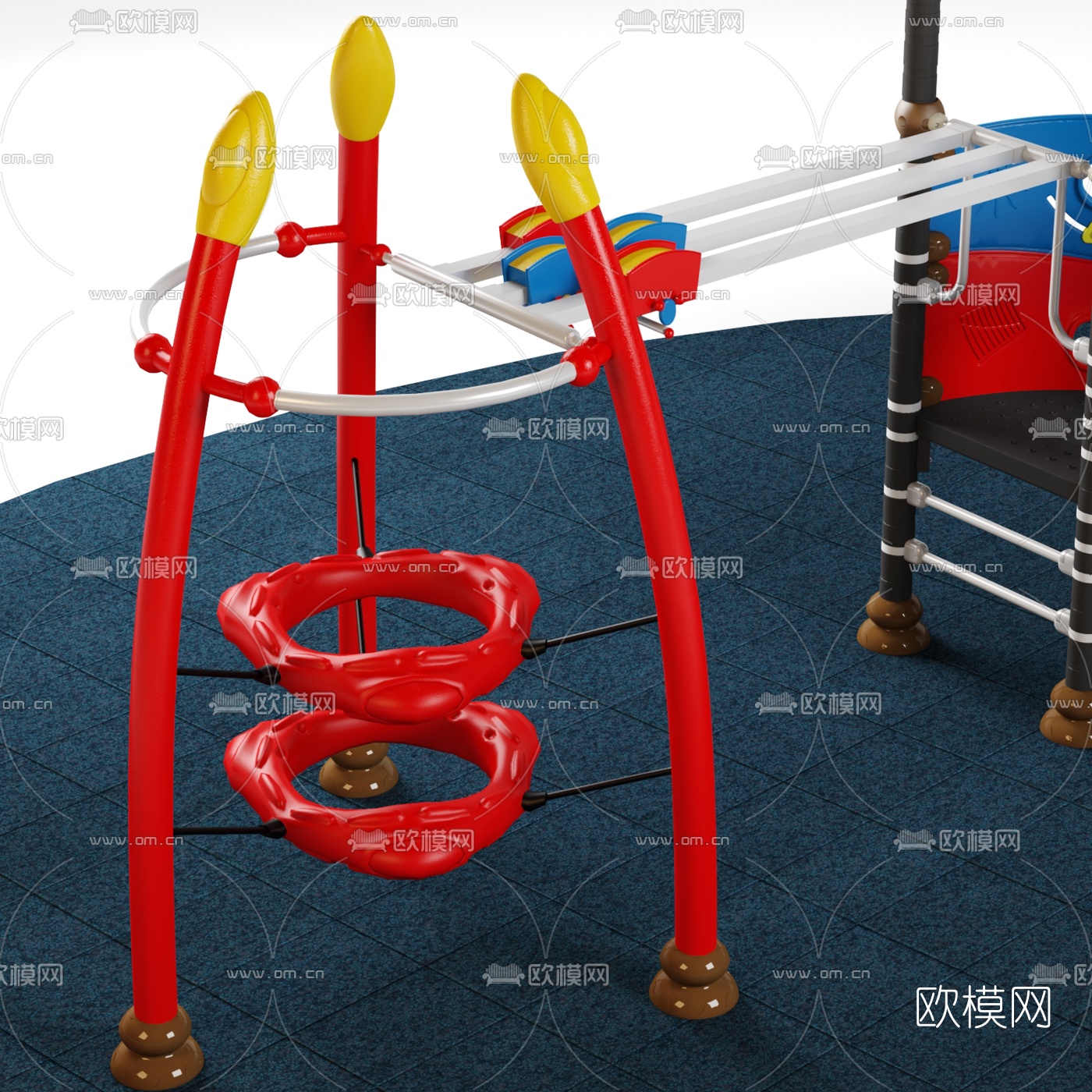 现代简易组合儿童滑梯滑索3d模型