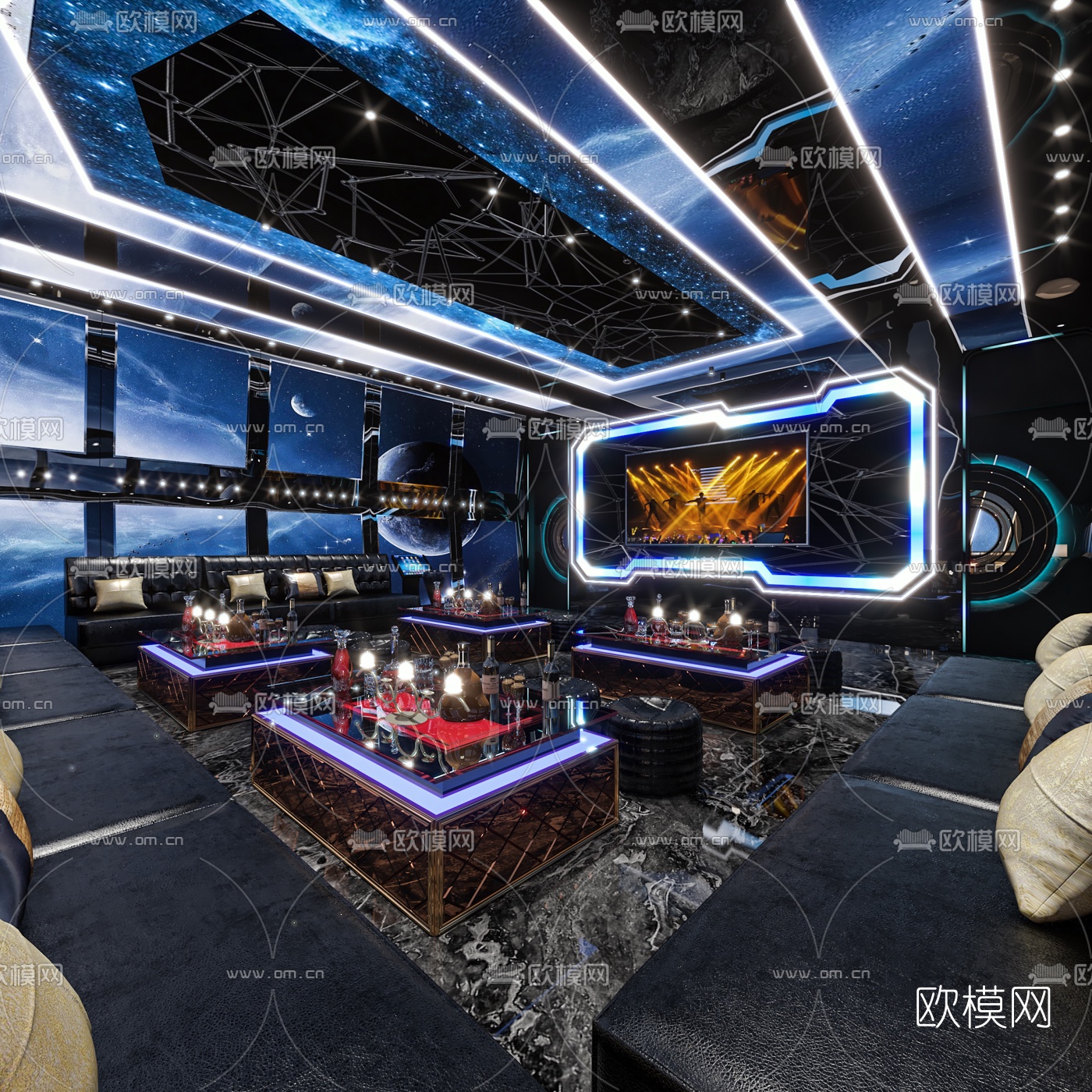 后现代KTV包房3d模型下载（渲染图2）