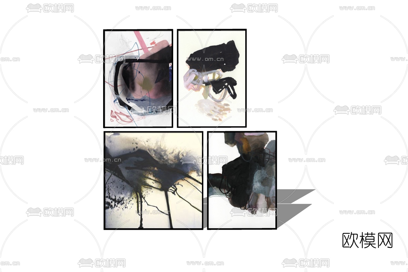 现代抽象装饰画免费su模型