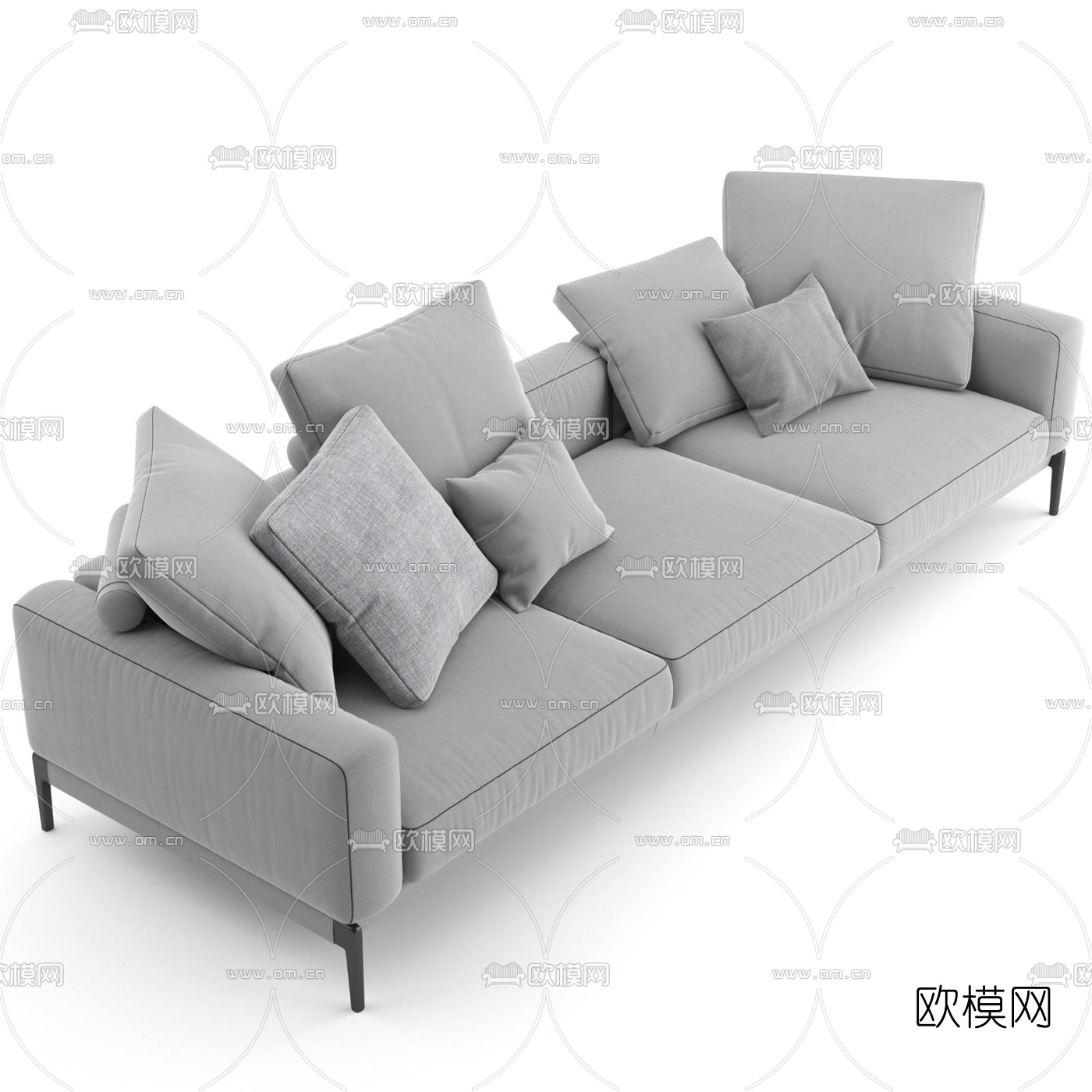 现代布艺多人沙发3d模型-免费3dmax模型库-欧模网