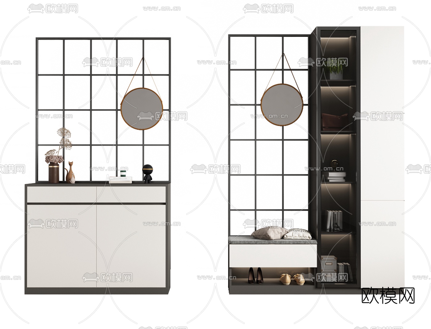 现代隔断鞋柜su模型下载（渲染图1）