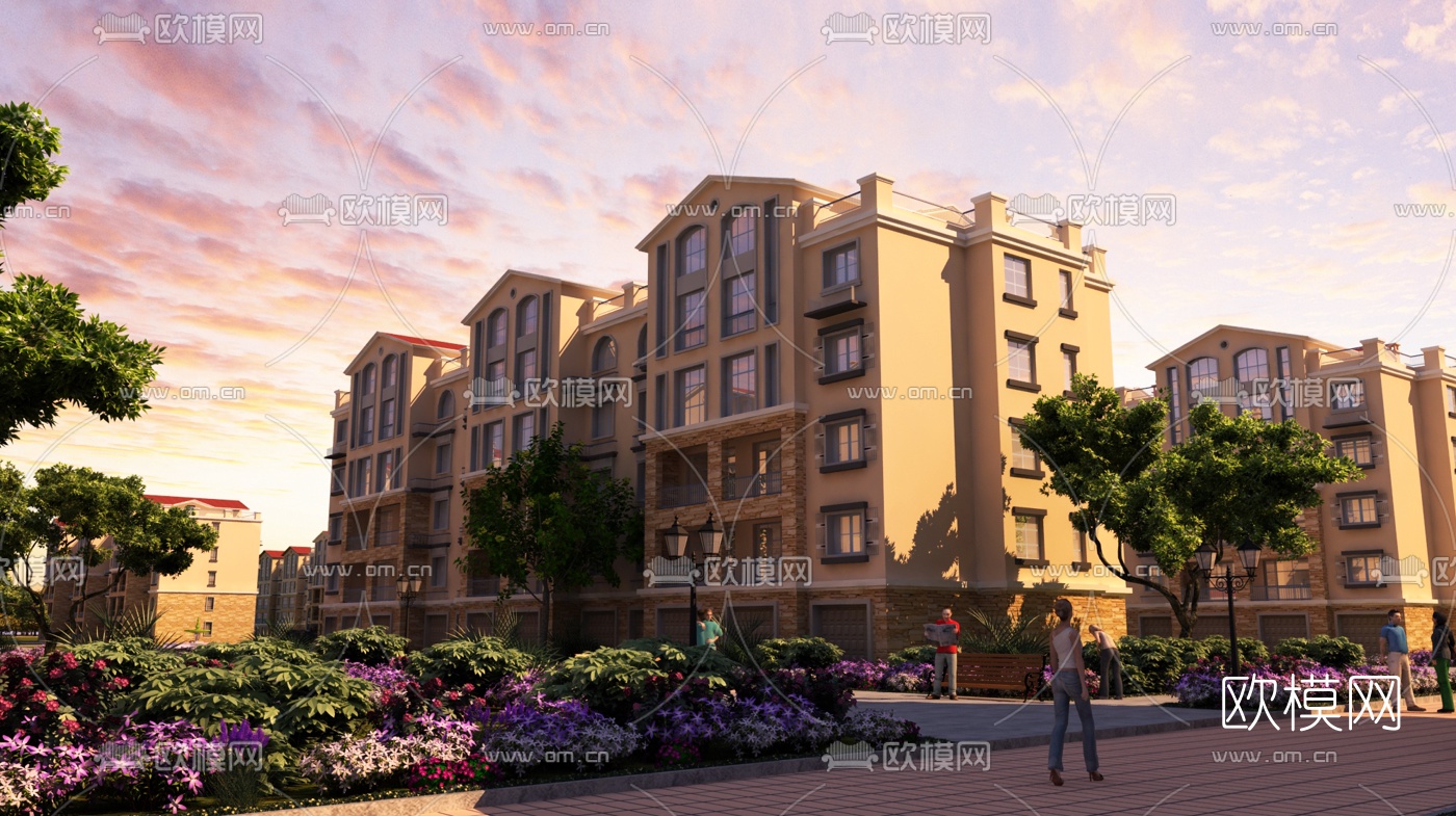 欧式住宅小区外观3d模型