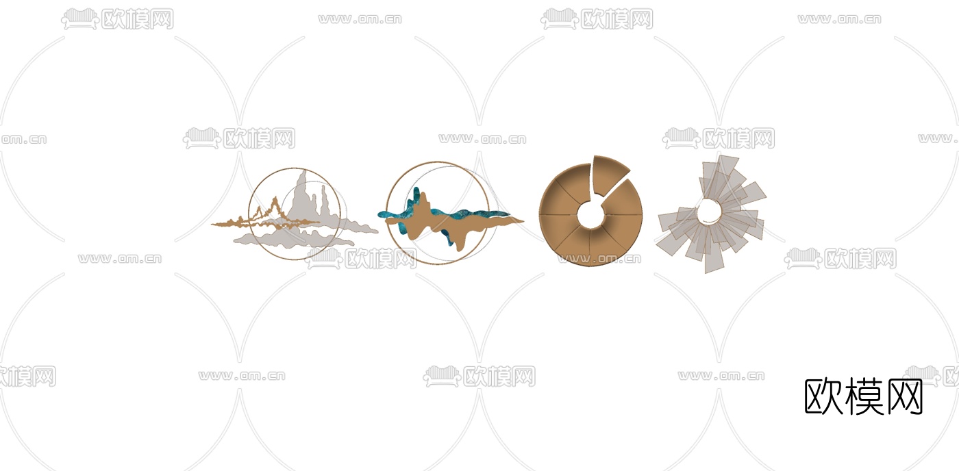 新中式墙饰挂件su模型下载