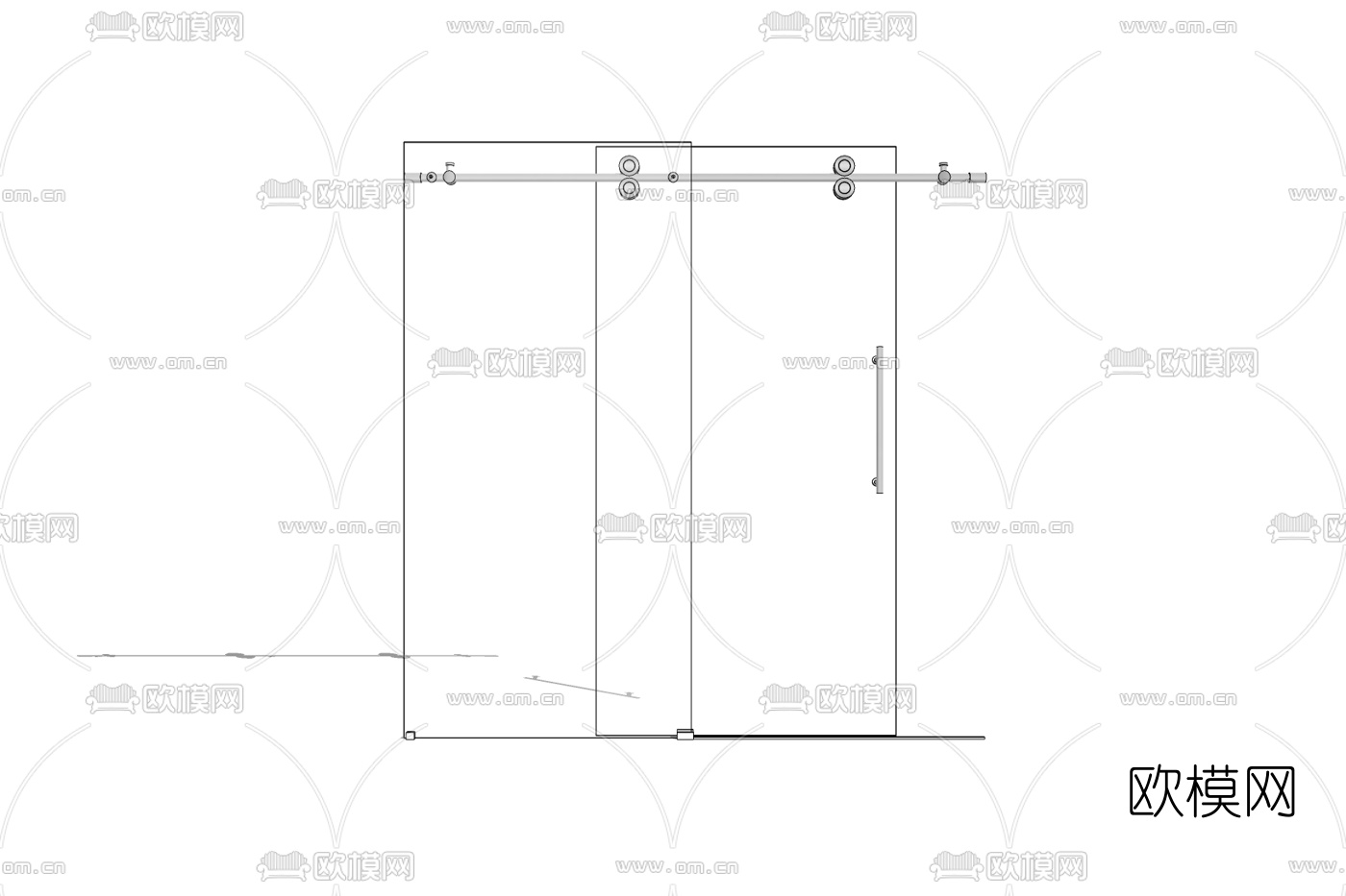 现代玻璃淋浴房免费su模型下载