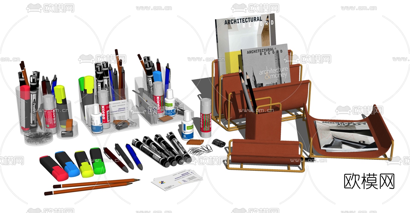 现代办公用品美术铅笔su模型下载