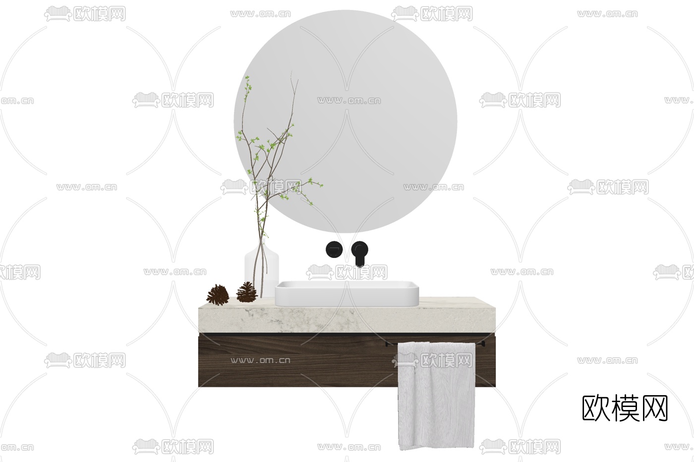 现代洗手台su模型下载