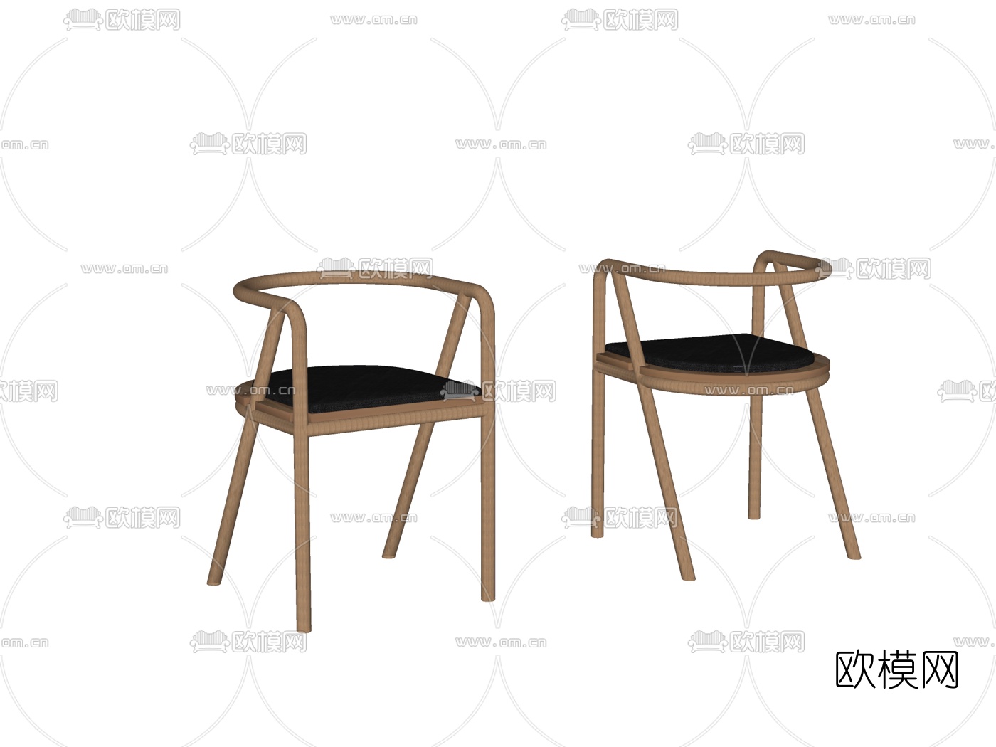 现代实木单椅su模型下载