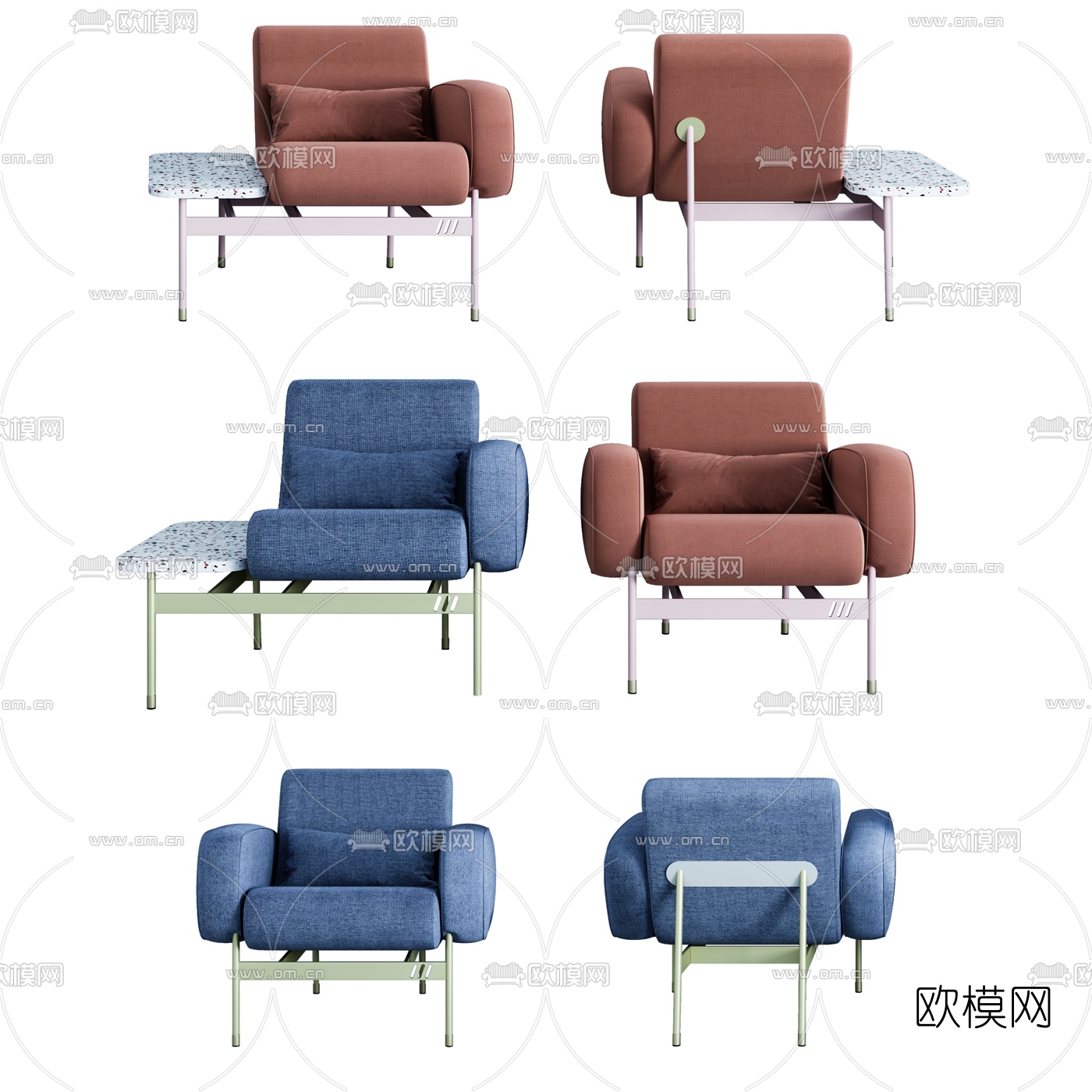 北欧布艺休闲椅3d模型