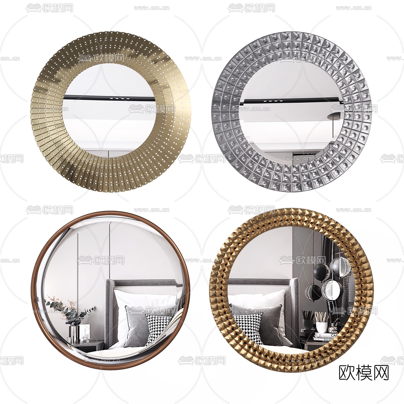 现代轻奢金属装饰镜3d模型