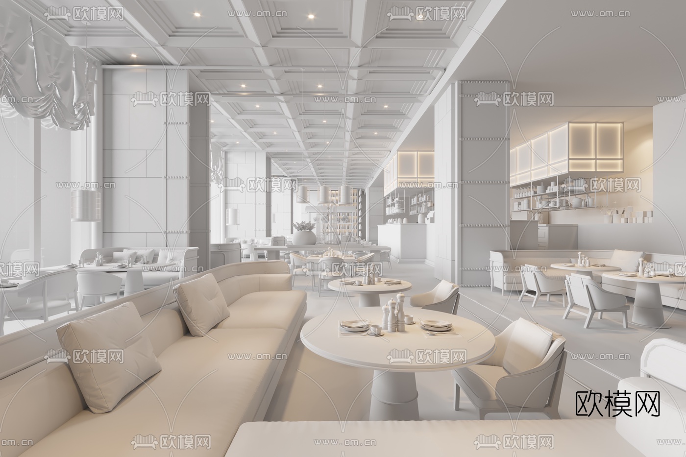 CCD郑中设计 西安经开洲际酒店餐厅3d模型下载（渲染图2）