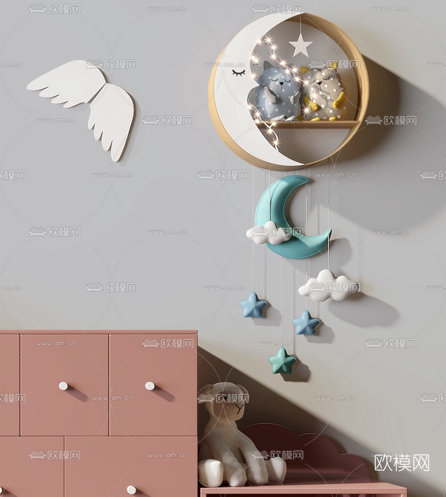 北欧儿童玩具收纳柜3d模型