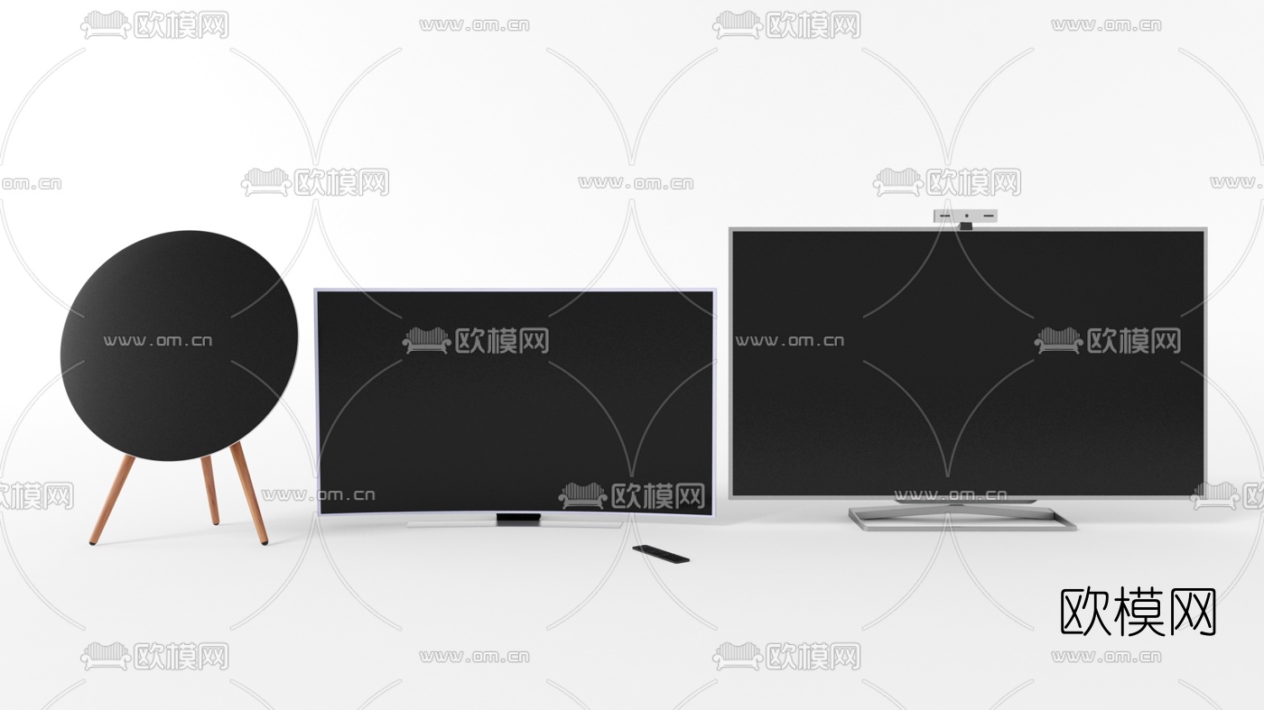 现代液晶电视音响3d模型下载（渲染图1）