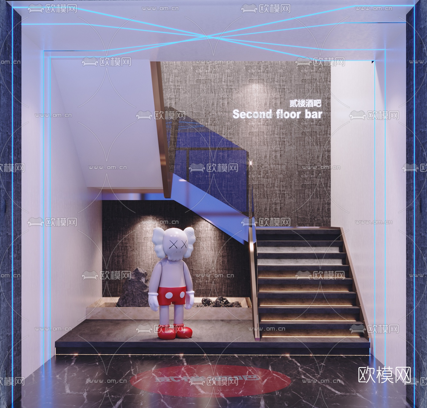 现代霓虹酒吧3d模型下载（渲染图2）