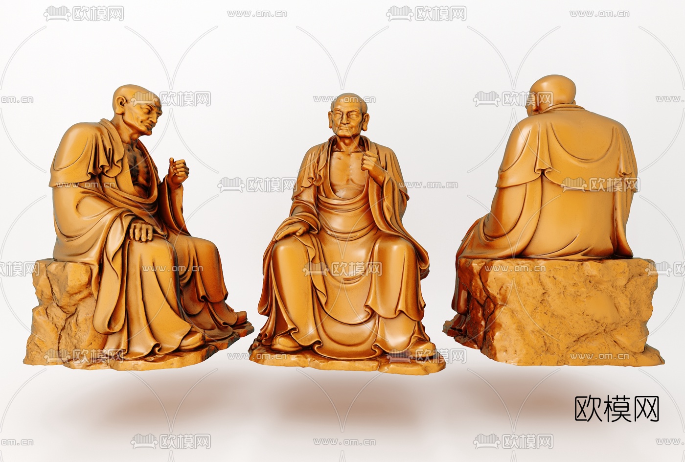 中式罗汉佛像雕塑3d模型