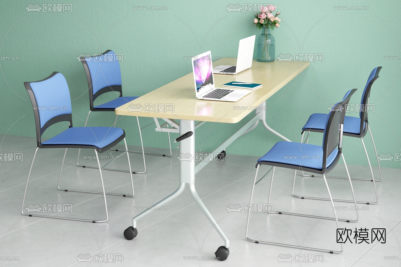 现代培训桌椅3d模型