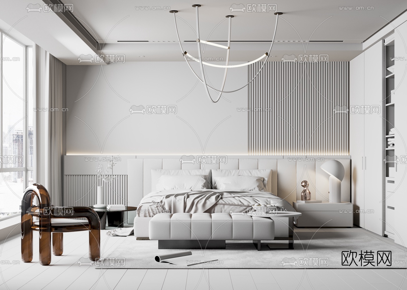 现代卧室主人房3d模型