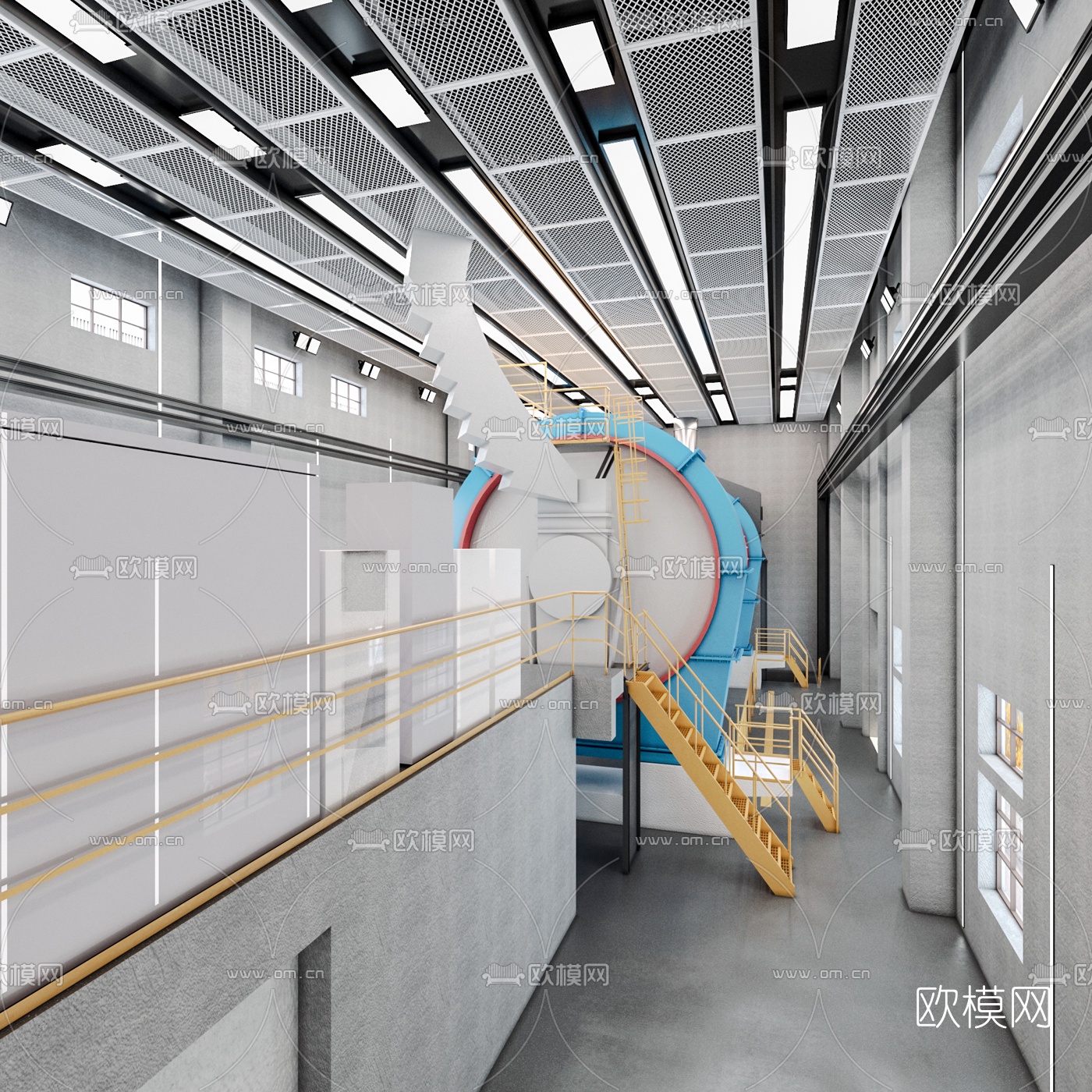 现代工厂车间3d模型