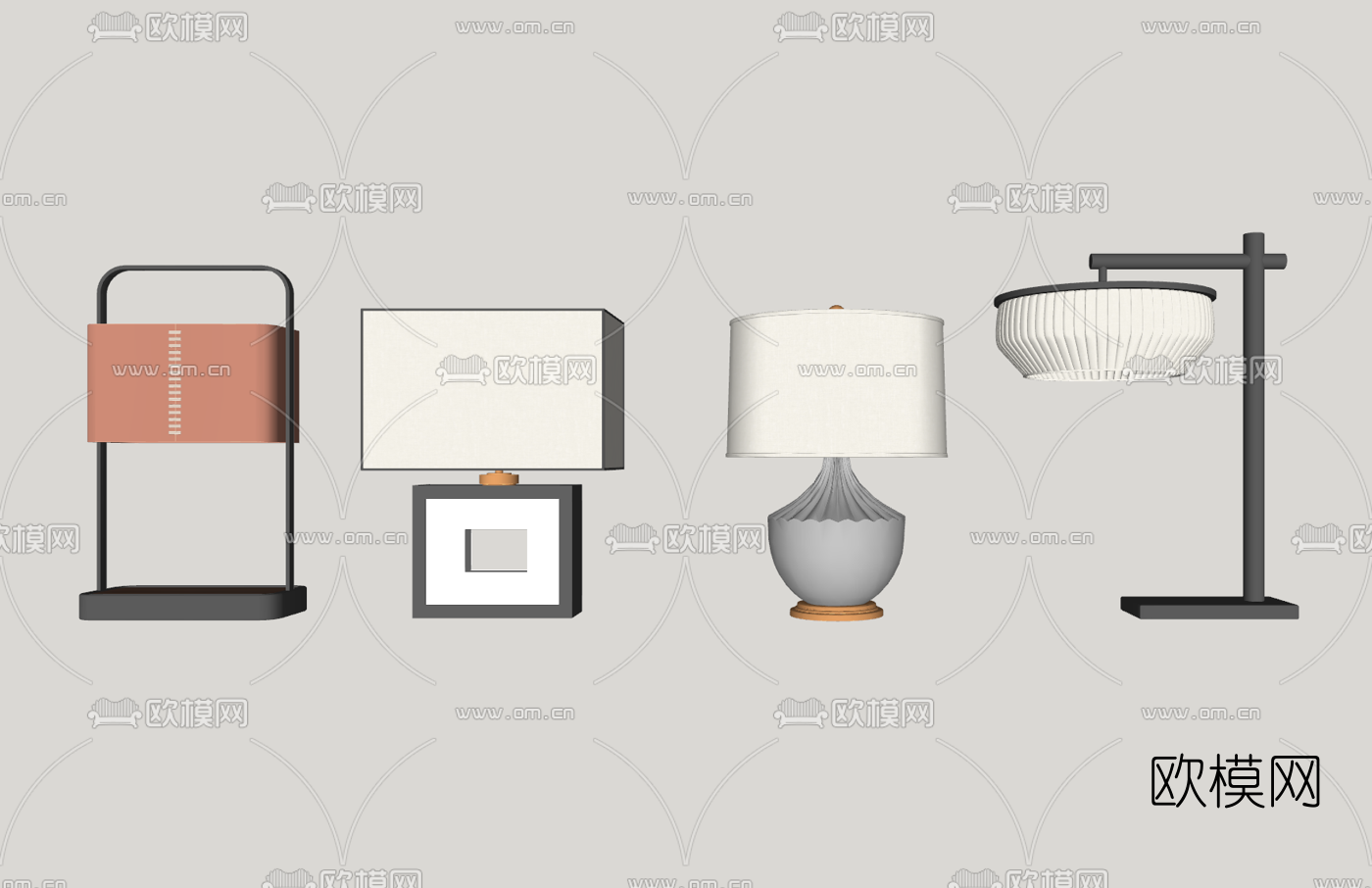 新中式金属台灯su模型下载（渲染图2）