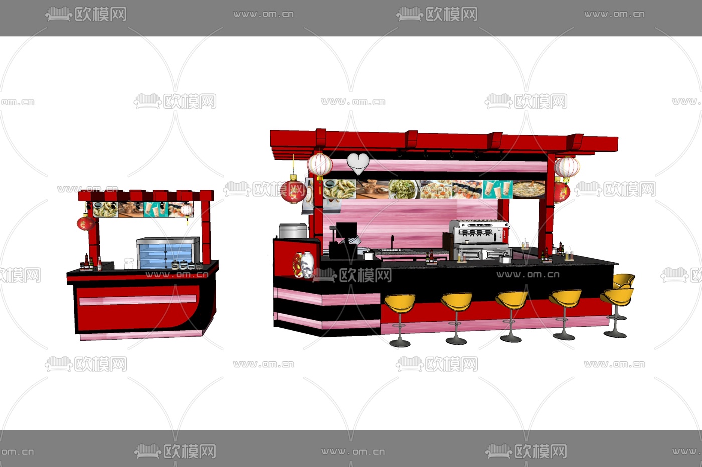 现代奶茶店免费su模型