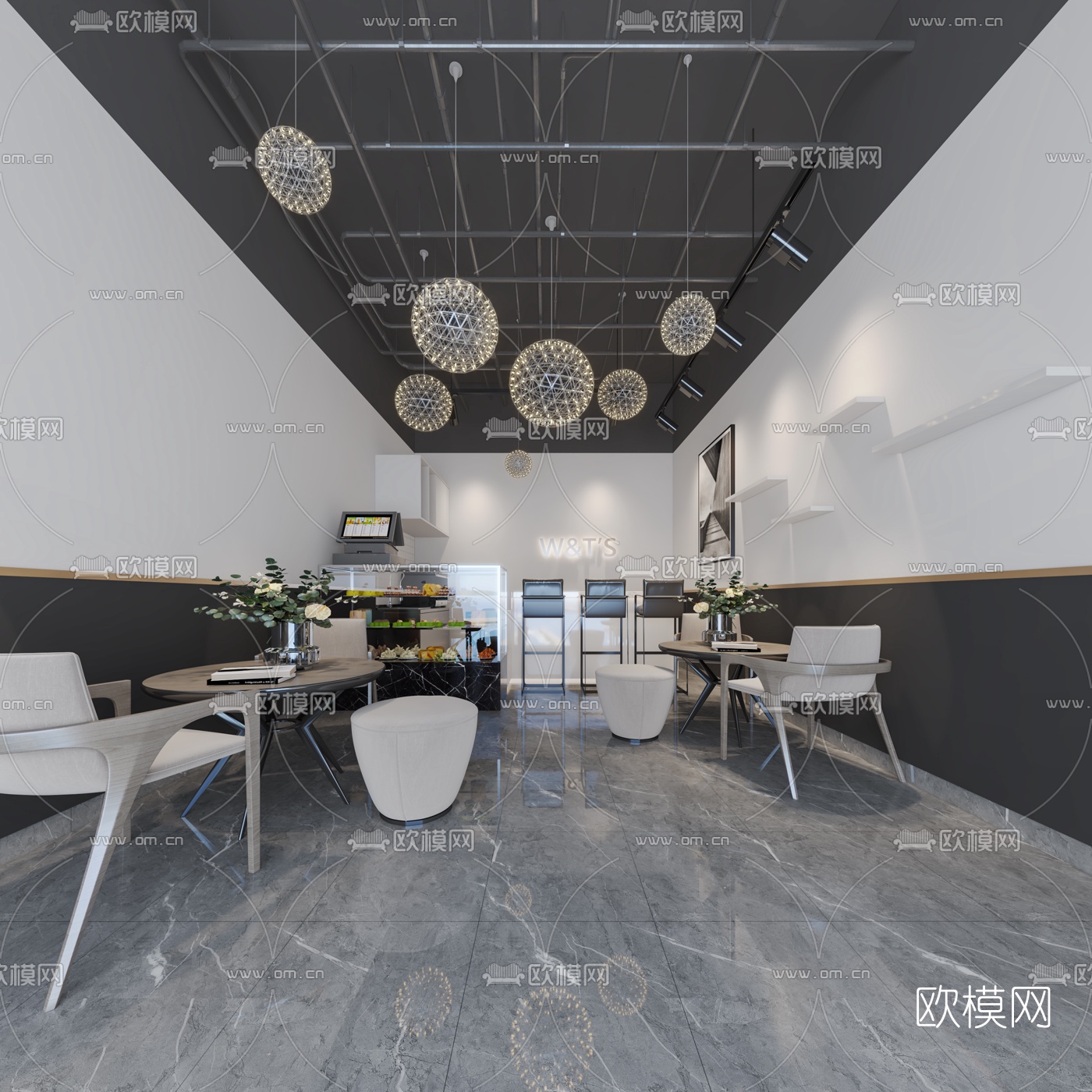 工业风蛋糕店甜品店免费3d模型下载