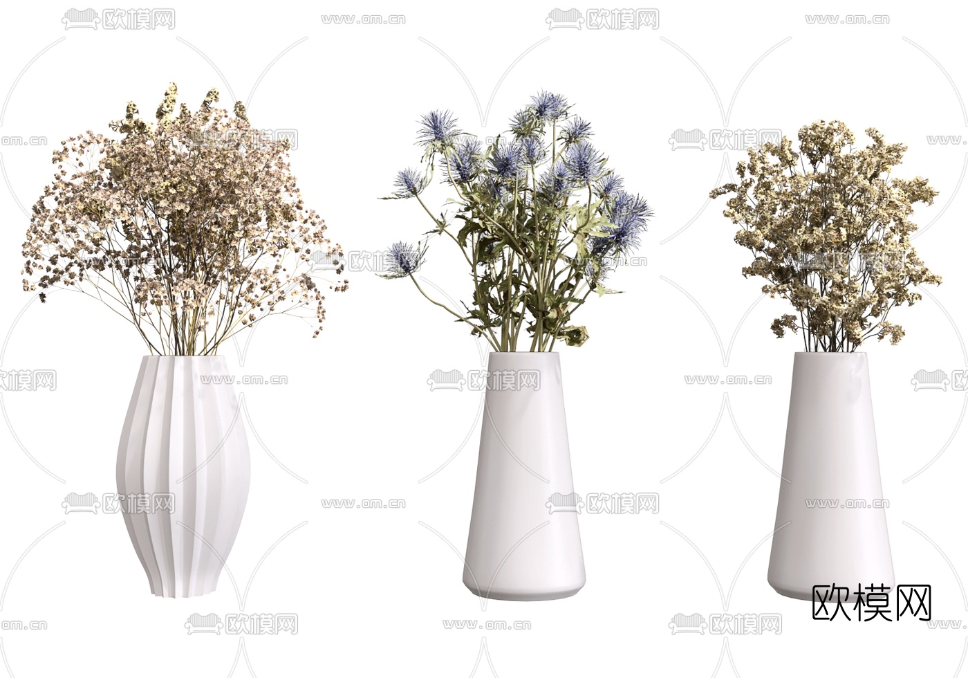 现代干枝花瓶花艺3d模型