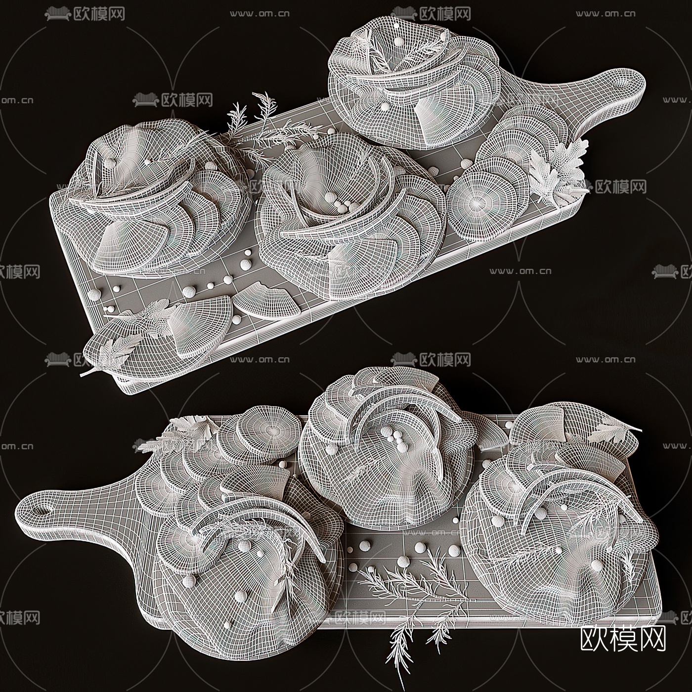 现代蔬菜肉类食物3d模型下载（渲染图2）