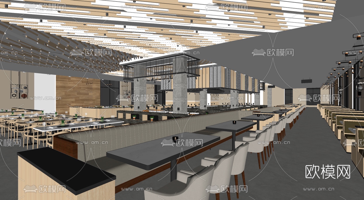 现代自助餐厅su模型下载（渲染图2）