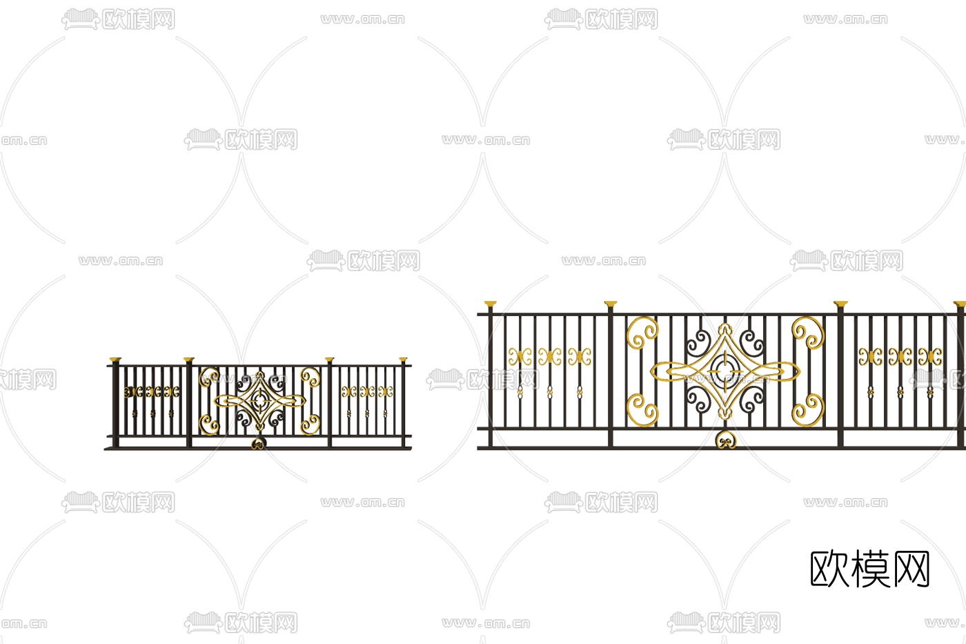 欧式金属护栏su模型下载