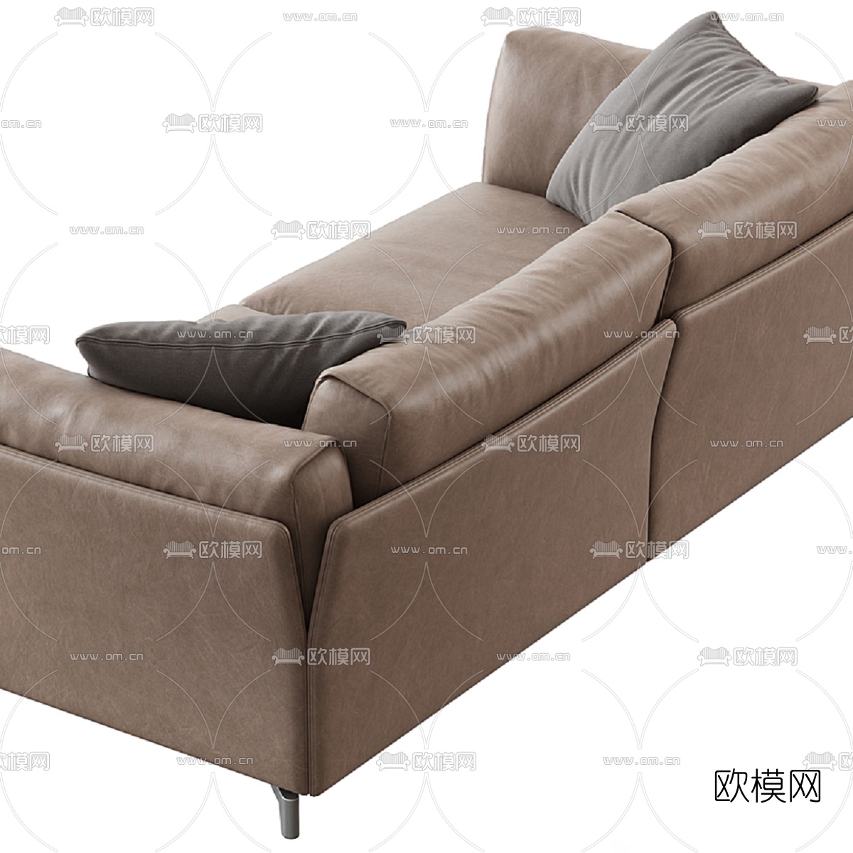 现代皮革双人沙发3d模型下载（渲染图2）
