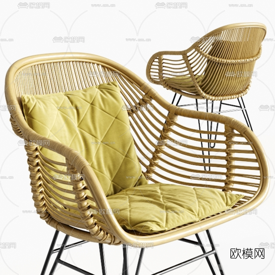 现代竹编休闲椅3d模型