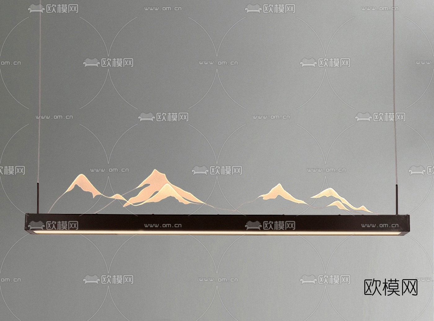 新中式禅意假山装饰吊灯3d模型下载