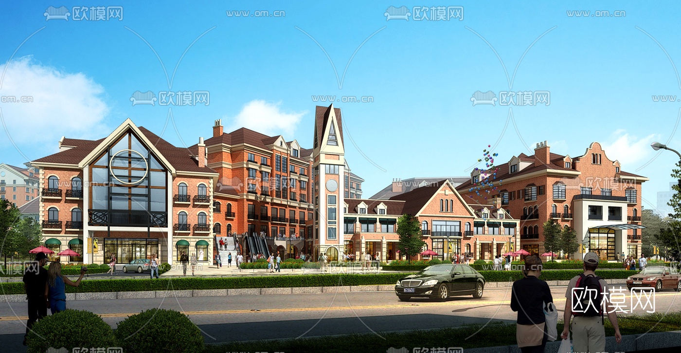 欧式商业街3d模型