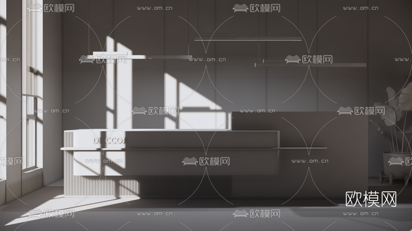 现代接待前台su模型下载（渲染图2）