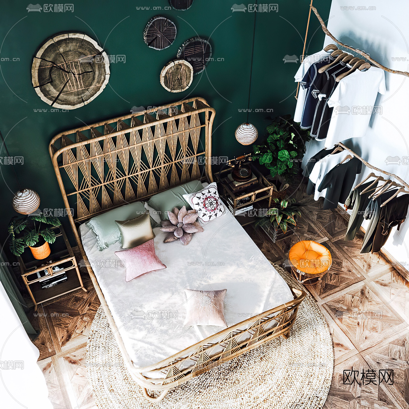 东南亚卧室3d模型下载（渲染图4）