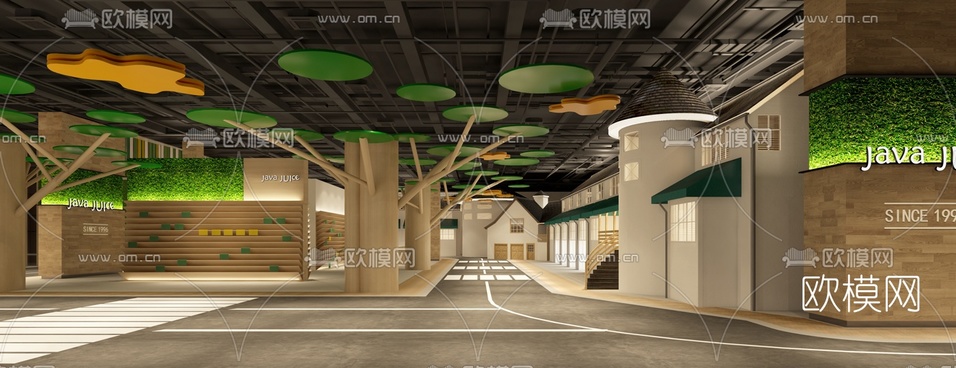 现代商场美食区3d模型下载(渲染图2)