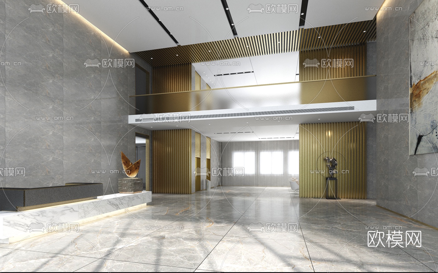 现代大堂前台免费3d模型下载