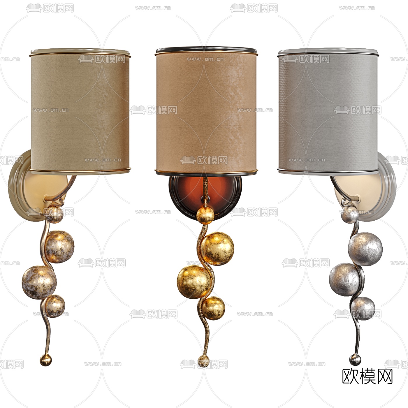 简欧轻奢壁灯3d模型下载