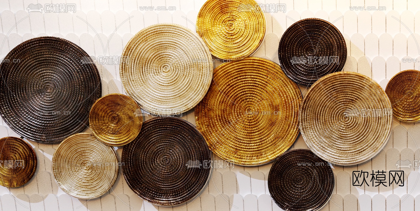 现代金属花卉挂件3d模型下载（渲染图2）