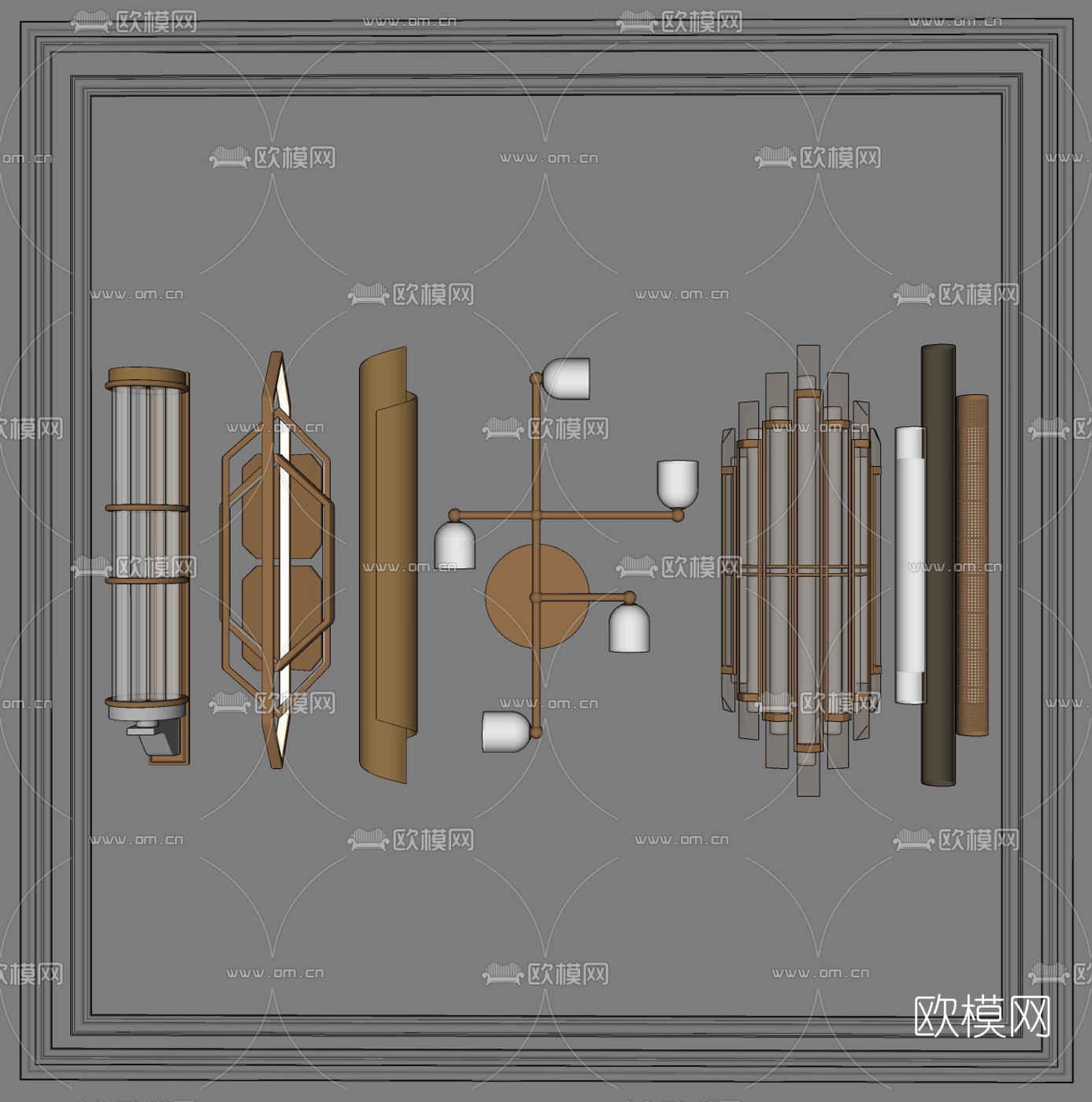 现代金属壁灯su模型下载（渲染图2）