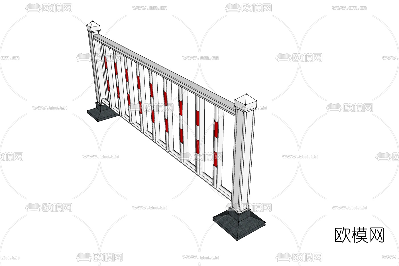 现代金属防护栏免费su模型下载