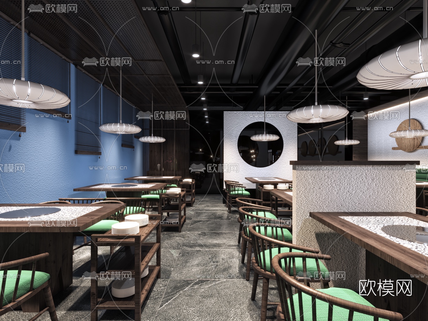 工业风火锅店3d模型