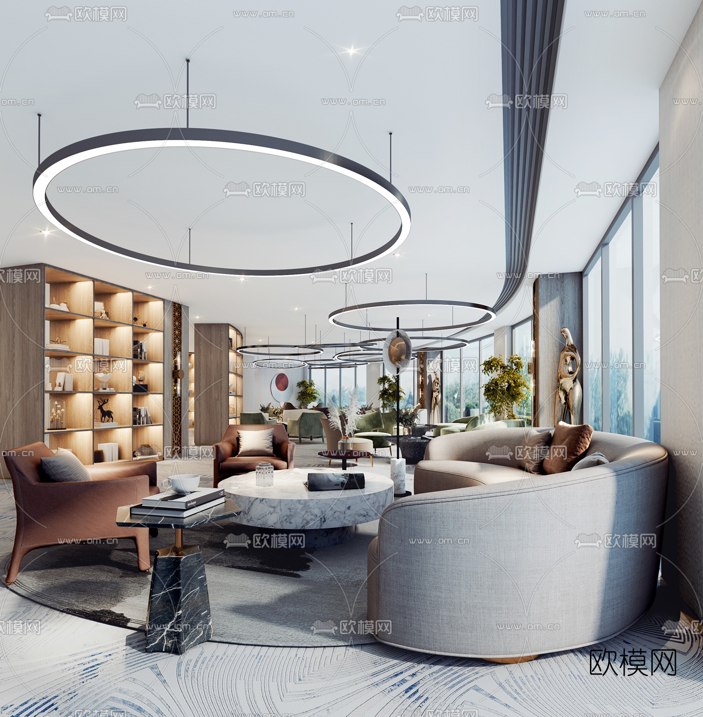 现代售楼处休息区3d模型下载