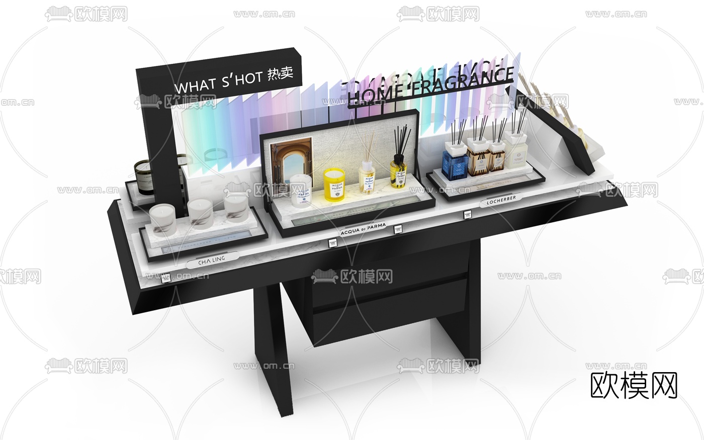 现代香薰香水展示陈列台3d模型下载（渲染图1）