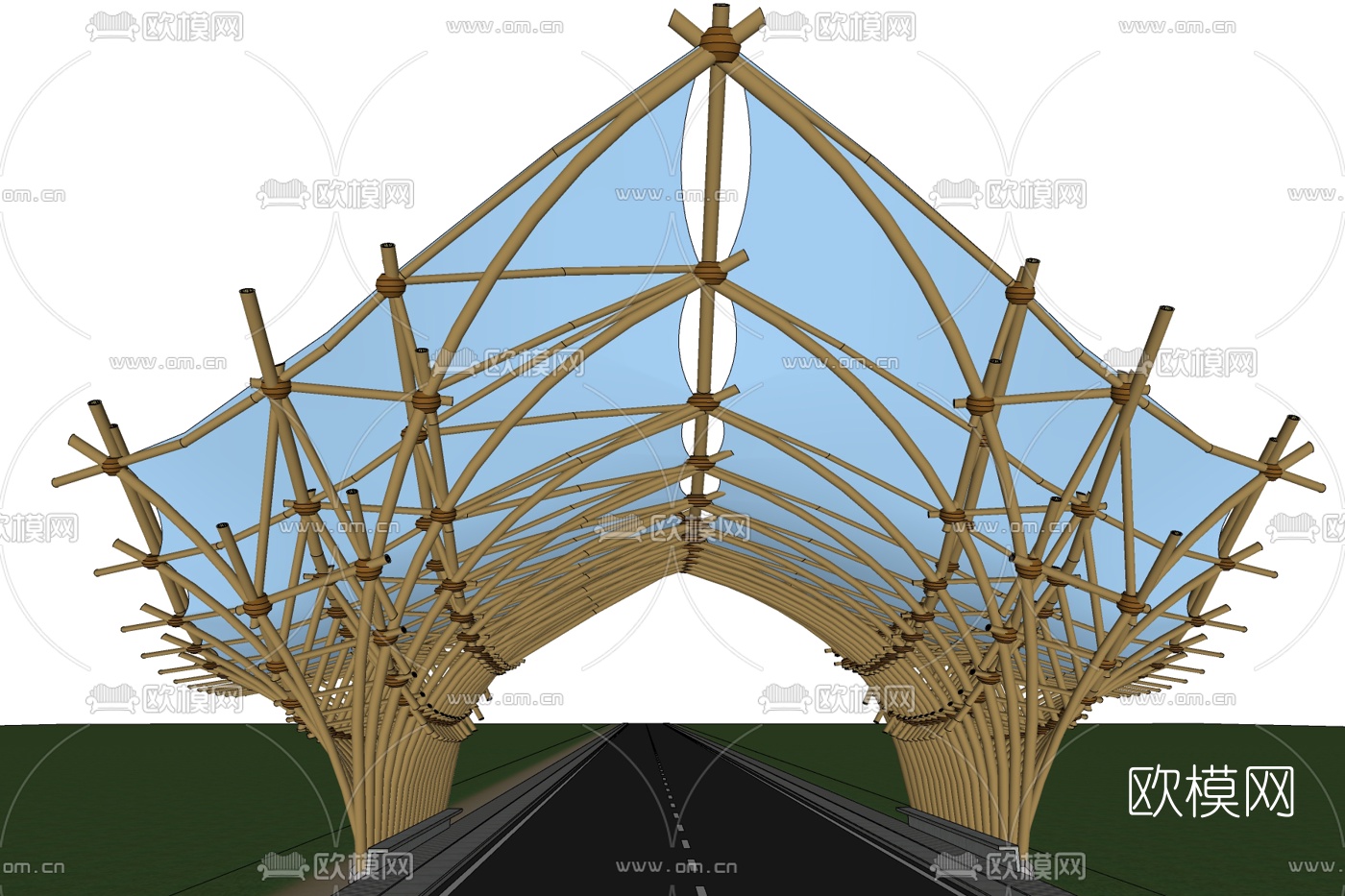 现代候车亭免费su模型下载