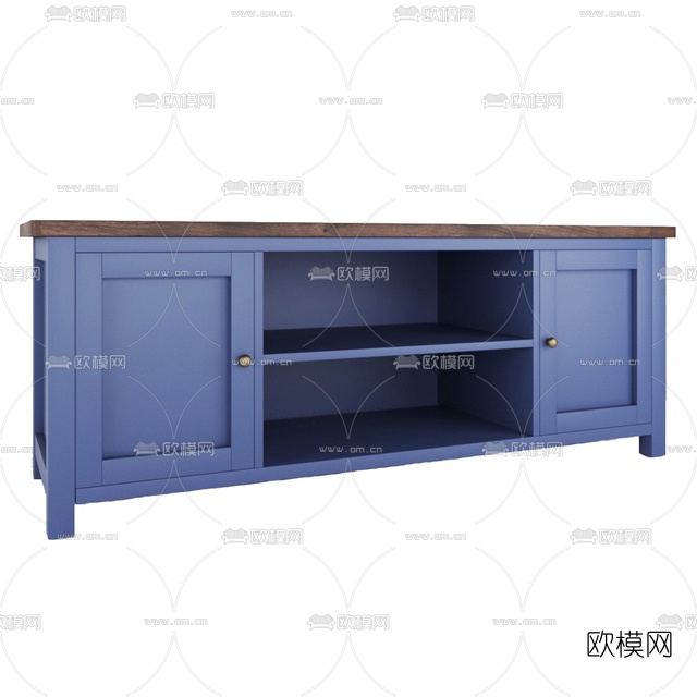 美式实木电视柜免费3d模型下载