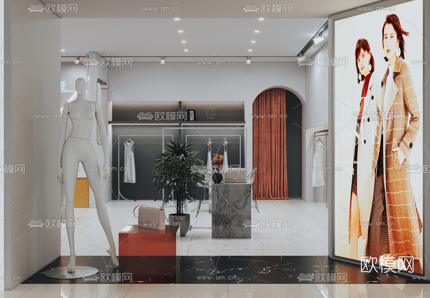 现代女装服装店3d模型