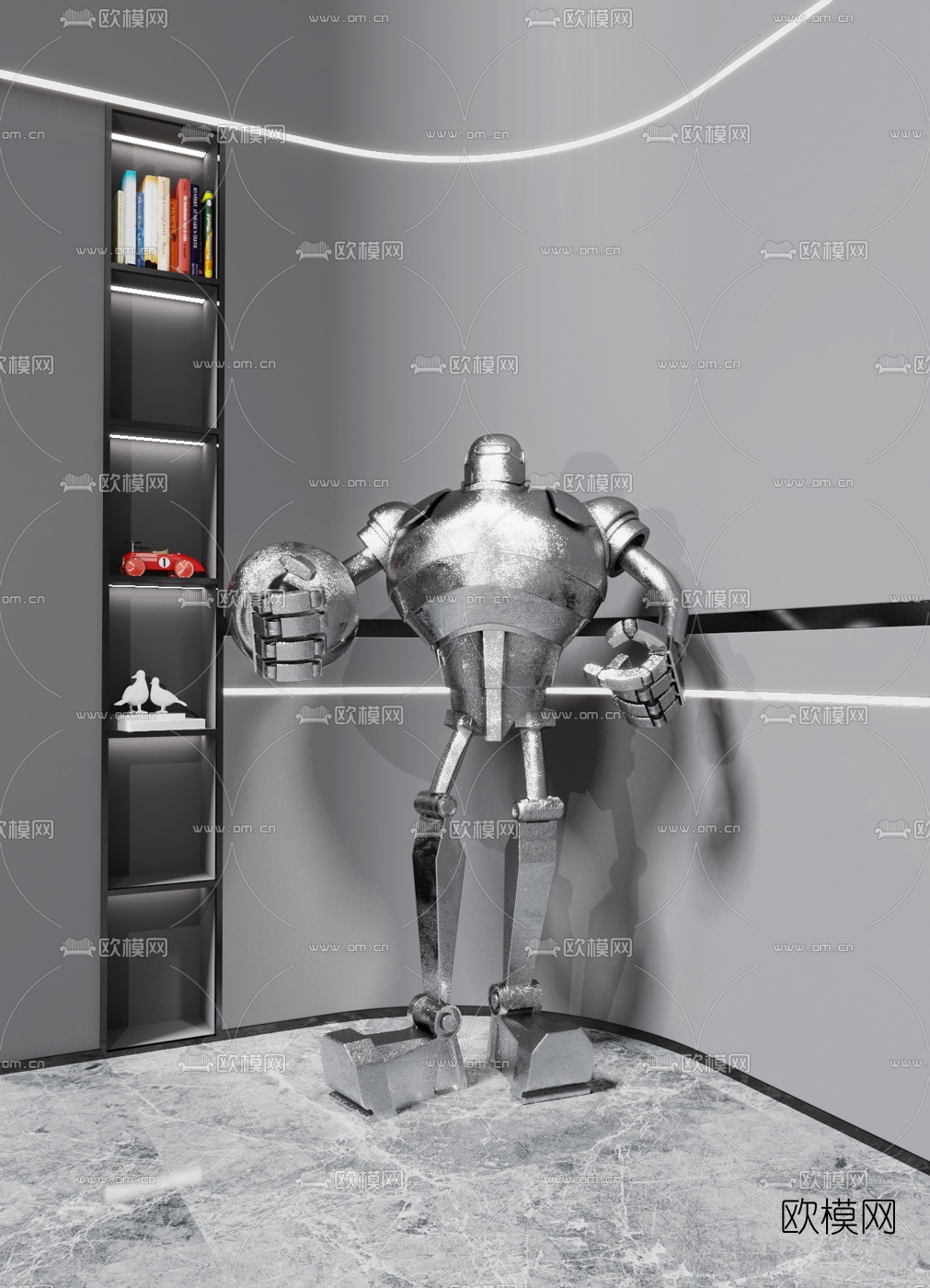 现代机器人雕塑摆件3d模型