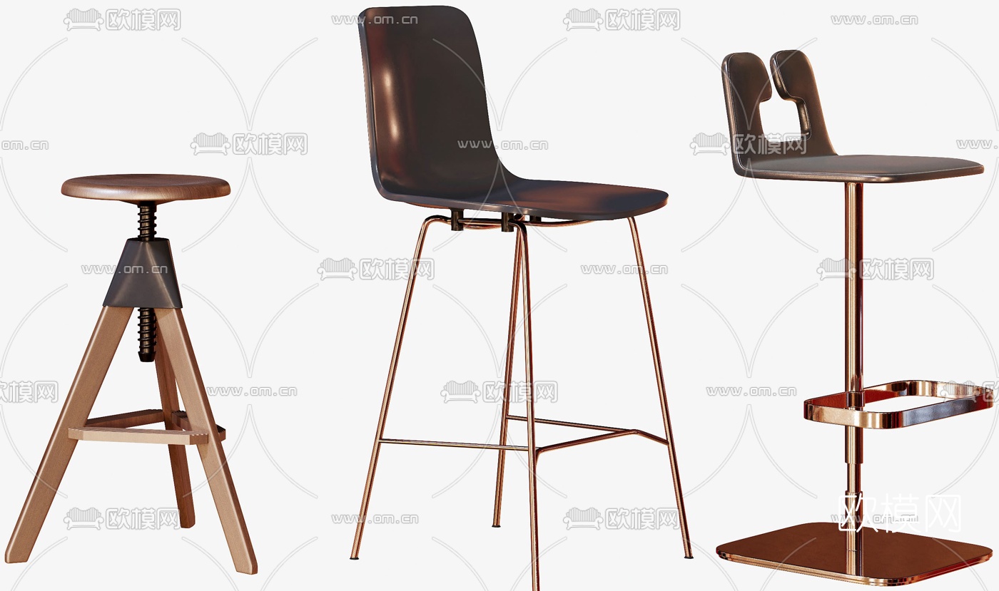 现代金属吧台椅3d模型下载（渲染图5）